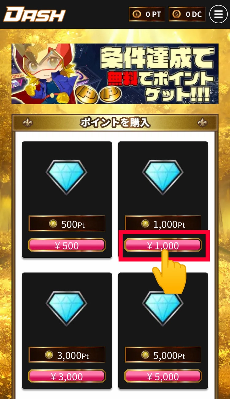 １２．課金したい金額を選ぶ
